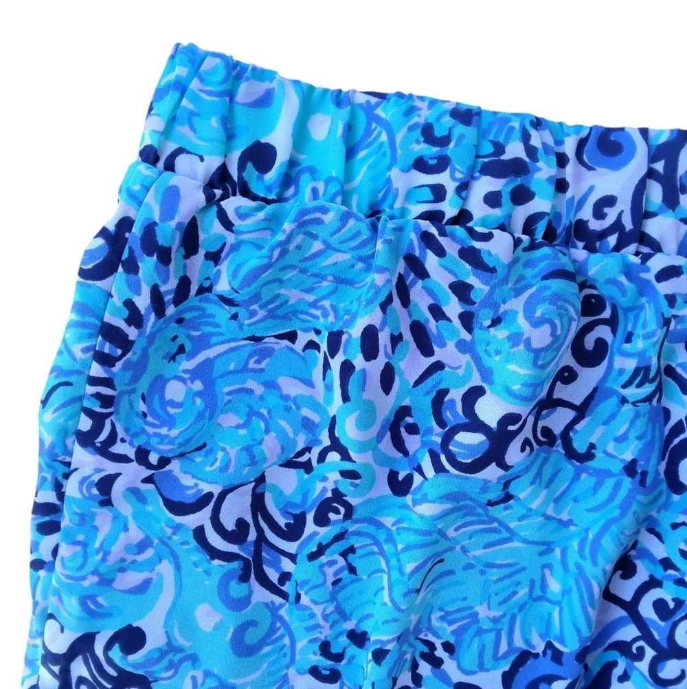 Lilly Pulitzer Blue Mylee Print Tie Front Shorts Breezy Beachy Style Size 2 - Picture 9 of 11